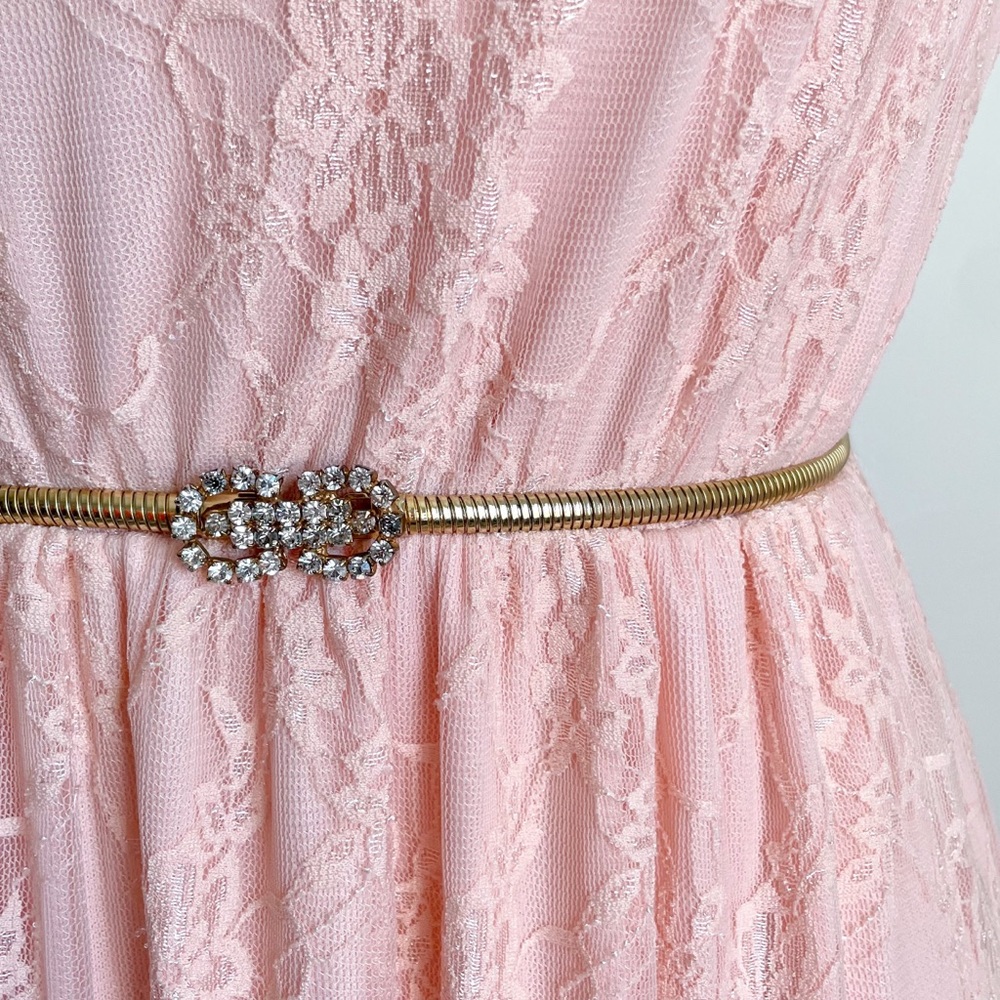 Vintage Metal Rhinestone Golden Stretch Belt
